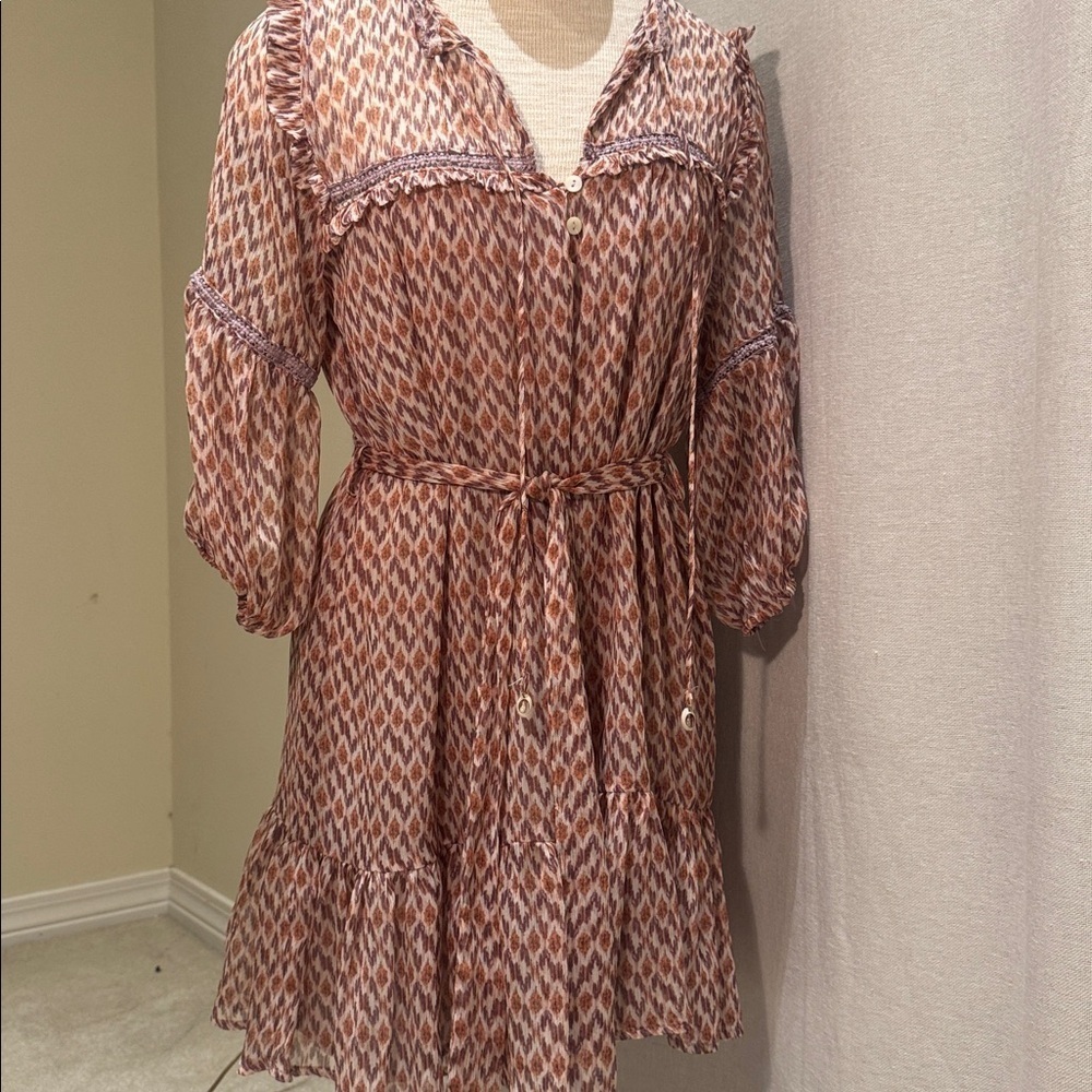 Patterned Long Sleeve Dress